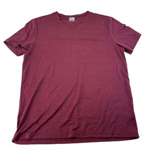 32 Degrees Cool Mens V-Neck T-Shirt Burgundy Space Dye Heather Large T219599